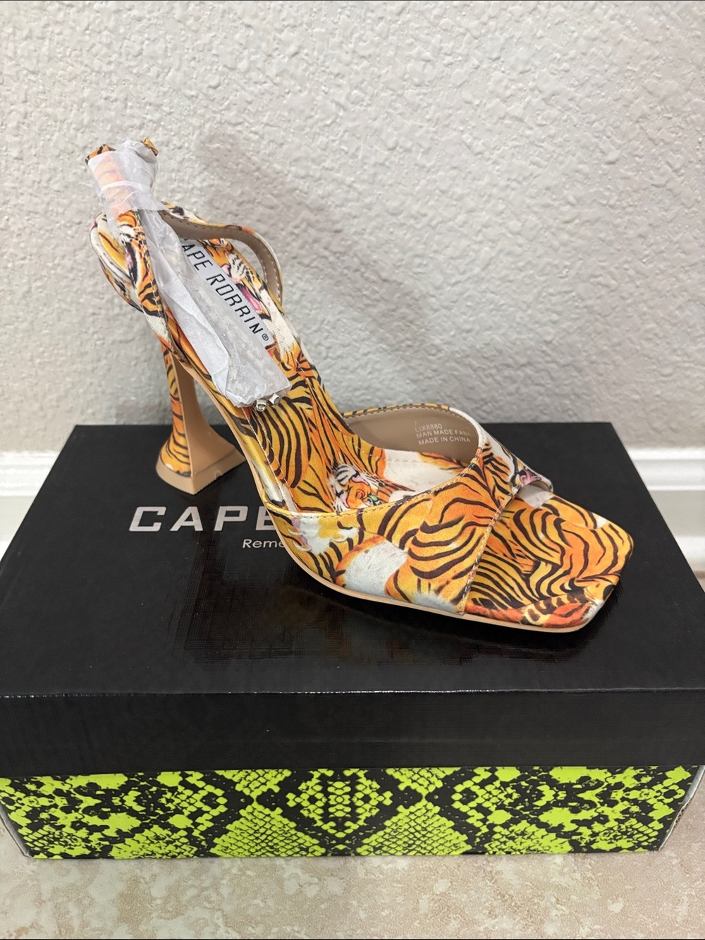 Tiger-Print Slingback Block Heels